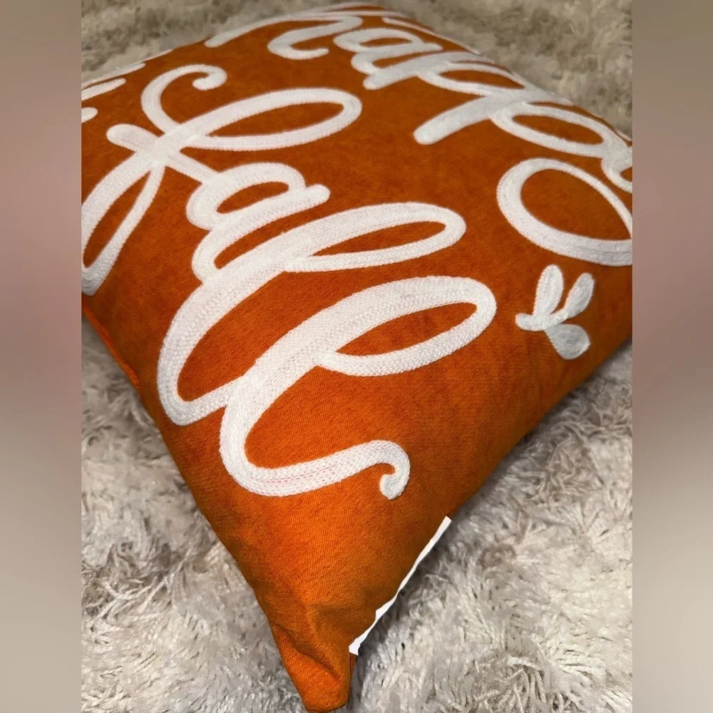 Fall Decor Orange Throw Pillow Size 15” x 15”